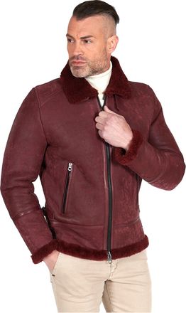 D'Arienzo Montone bordeaux Shearling biker uomo collo camicia con fibbia DArienzo, Seleziona Taglia 46, Colore Vinaccio
