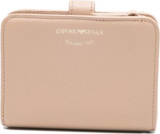 Emporio Armani Tumbled leather bi-fold wallet - Dames - Portefeuilles - Beige - ONE Size - Leer - Accessoires