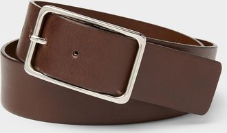 Simons Womens Silver rectangle buckle wide leather belt