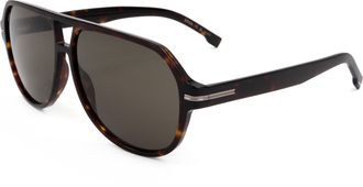 HUGO BOSS Mens 59 mm Havana Sunglasses