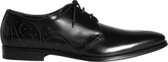 Dolce & Gabbana Zwarte Kalbslederen Derby Heren Veterschoenen - Heren - Nette schoenen - Zwart - 43 EU - Leer - Schoenen