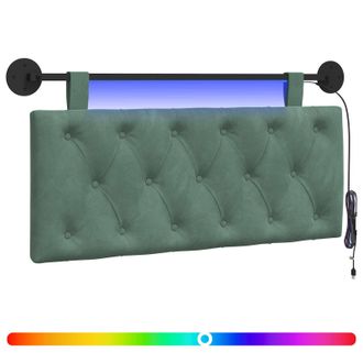 vidaXL Cabecero Colgante Con Luz Led Verde Mar Terciopelo Vidaxl