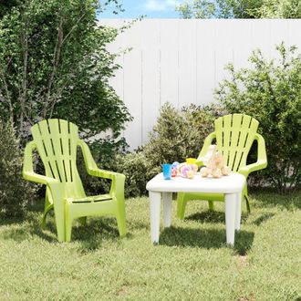 vidaXL Vidaxl - Sillas De Jard&iacute;n Ni&ntilde;os 2 Uds Aspecto Madera Pp Verde 37x34x44cm