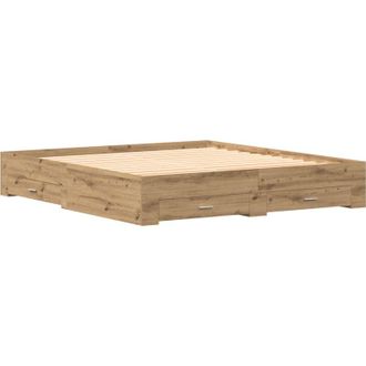 vidaXL Estructura De Cama Con Cajones Roble Artisan 180 X 200 Cm Vidaxl