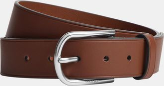 Coach Mens Harness Buckle Belt 35 Mm - Red Leather - Size 38 inches