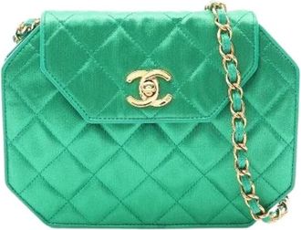 Chanel Pre-owned Matelasse Fabric Mini Shoulder Bag - Dames - Vintage Schoudertas - Groen - ONE Size - Vintage