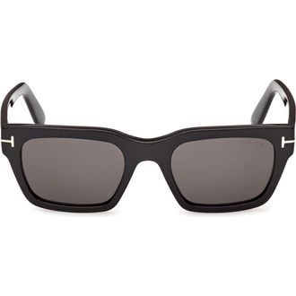 Tom Ford Andy 53mm Square Sunglasses in Shiny Black/smoke Lens at Nordstrom