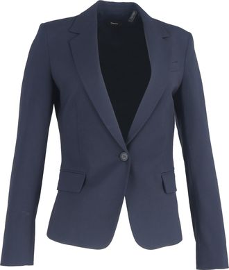 Theory Pre-owned Womens Single-Breasted Blazer in Navy Blue Wool - Size Medium