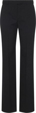 Alexander McQueen Nauwsluitende Gestreepte Pantalon - Dames - Straight fit broeken - Zwart - S - Wol - Broeken