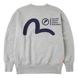 Palace x Evisu Multi-City Seagull Logo Sweatshirt Grey Marl P30CS262