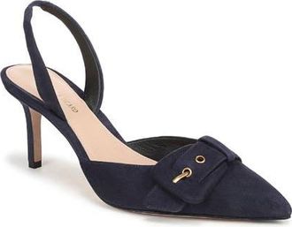 Veronica Beard Lenora Leather Slingback Pump in Navy Leather at Nordstrom, Size 5.5