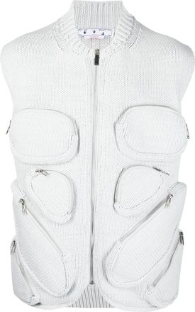 Off-white multiple-pocket knit gilet - men - Polyamide/Cotton - L - Grey