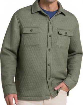 Southern Tide Mens Quilted Knit Shacket In Heather Cedar Green
