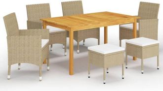 vidaXL Juego De Comedor De Jard&iacute;n De 7 Piezas Beige Vidaxl
