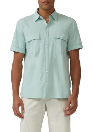 s.Oliver Kurzarmhemd S.OLIVER, Herren, Gr. XL, N-Gr, gr&uuml;n (ocean gr&uuml;n), Web, Obermaterial: 100% Baumwolle, unifarben, normal h&uuml;ftbedeckend, Rundhals, Hemden Ku