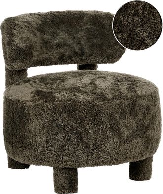 Beliani Sill&oacute;n Sin Reposabrazos De Estilo Retro Tapizado De Pelo Sint&eacute;tico Sal&oacute;n Verde Oscuro Hamina