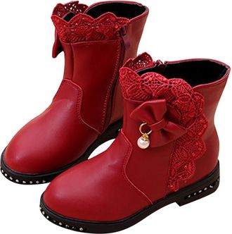 Generic Girls Chelsea Boots Faux Leather Ankle Boots, Kids Comfort Walking Booties Side Zipper Anti-Slip School Shoes Holiday Party Dress Boot Outdoor Footwea
