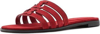 Tory Burch Ines Cage Slides Womens Sandals Toucan Red/Toucan Red : 10.5 M, Leather/Rubber