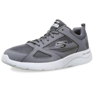 Skechers Mens Dynamight 2.0 Fallford Trainers, Charcoal Leather Mesh Pu Black Trim, 7 UK