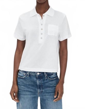Vince Short Sleeve Pocket Polo Top In Optic White