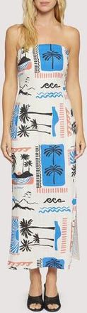 Lost + Wander Azure Paradiso Strapless Maxi Dress in Cream Blue Multi at Nordstrom Rack, Size X-Small
