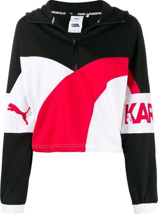 Puma (WMNS) PUMA x Karl XTG Half-Zip Hoodie Black White Red 595567-01