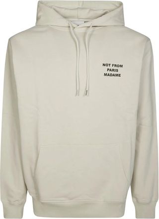Dr&ocirc;le de Monsieur Le Hoodie Slogan - Heren - Hoodies - Beige - L - Katoen - Hoodies & sweatvesten