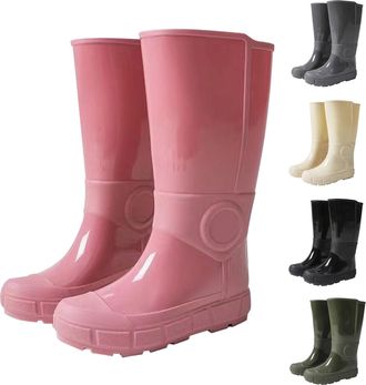 Generic Wellington Womens Knee High Rain Boots Waterproof Water Shoes Slip Resistant Rubber Boots Comfortable Slip-On Rainshoes Outdoor Fishing Gardening Work