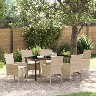 vidaXL Conjunto De Comedor De Jard&iacute;n Con Coj&iacute;n 7 Pcs Beige Polirat&aacute;n Vidaxl