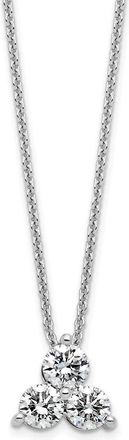 Diamond2Deal 14K Gold 3/4 Ct Lab Grown Diamond 3 Stone Necklace 18 Clarity VS, Color D-E