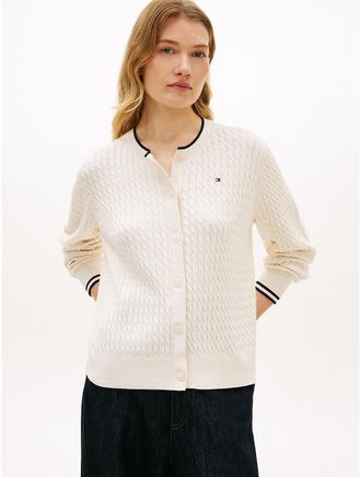 Tommy Hilfiger Womens Lightweight Cable Knit Cardigan - Pink - XXL