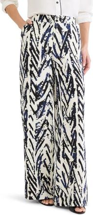 Nic+Zoe Crosshatch Linen Blend Pants in Indigo Multi at Nordstrom, Size 12P