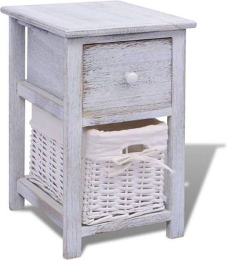 vidaXL Mesita de noche de madera blanca Vidaxl