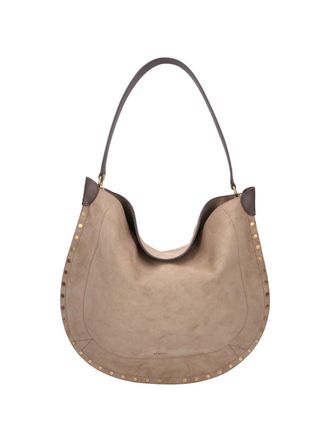 Isabel Marant Taupe Oksan Soft Suede Studded Hobo Bag