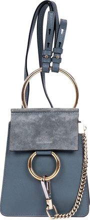 Chlo&eacute; Grey Smooth Calfskin Leather & Suede Leather Faye Bracelet Pochette Crossbody, Never Carried (Authentic Pre-Loved)