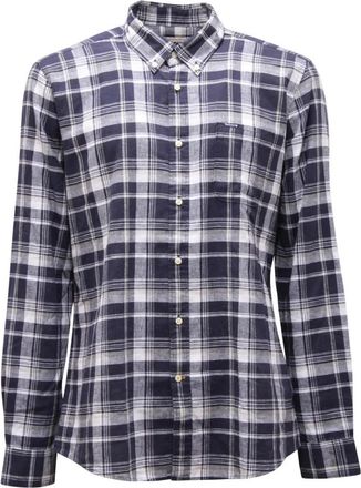 Barbour Op maat gemaakt linnen/katoenen overhemd met zak - Heren - Casual Overhemden - Blauw - L - Katoen - Overhemden