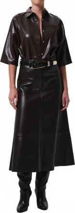 Citizens Of Humanity Cassia Leather A-Line Skirt In Chocolate Dark Brown