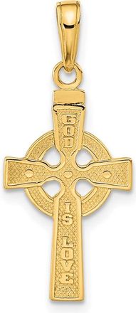 Diamond2Deal 14k Yellow Gold Reversible GOD IS LOVE Celtic Cross Pendant