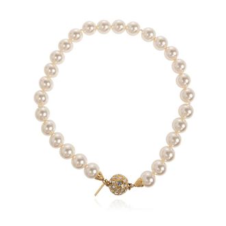 Alessandra Rich Accessoires, Dames, Wit, ONE Size, Parelketting met Kristalversiering