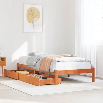 Berkfield Home Bed Frame without Mattress Wax Brown 75x190 cm Small Single Solid Wood Pine