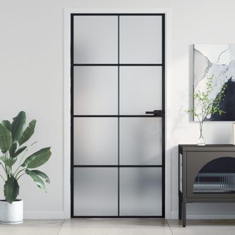 Berkfield Home Interior Door Slim Black 93x201.5 cm Tempered Glass & Aluminium