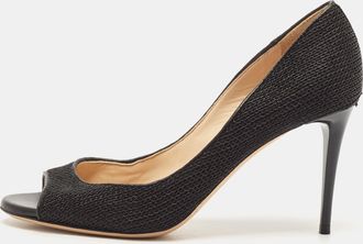 Jimmy Choo London Black Mesh Peep Toe Pumps