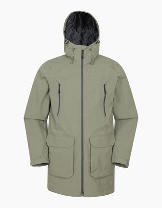 Mountain Warehouse Mens Mountain Warehouse Mens Hastings Long Waterproof Jacket - Green - Size: 42/Regular