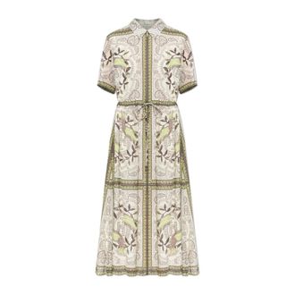 Tory Burch Tory Burch, Shirt Dresses, female, White, Size: XS Patterned Dress