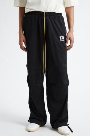 Rhude Piped Parachute Track Pants in Black /White at Nordstrom, Size X-Large