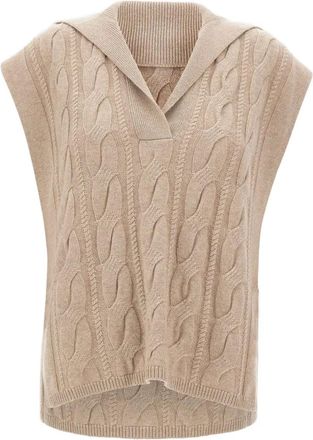 Max Mara polo-collar cable-knit vest - Neutrals