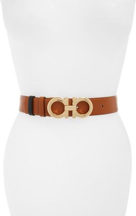 Ferragamo Salvatore Ferragamo Reversible Gancini Belt in Sella Nero at Nordstrom, Size 100