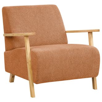 Beliani Beliani - Sill&oacute;n Retro Moderno Con Reposabrazos De Tela Naranja Lesja