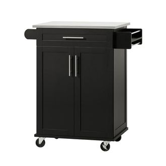 SoBuy Carrito de cocina con 2 puerta y 1 caj&oacute;n mdf aglomerado negro
