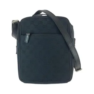 Gucci Vintage, unisex, Zwart, ONE Size, Leer, Pre-owned GG Canvas Leren Schoudertas